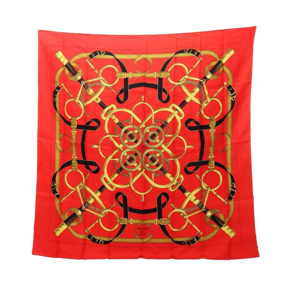 HERMES Red Silk Scarf